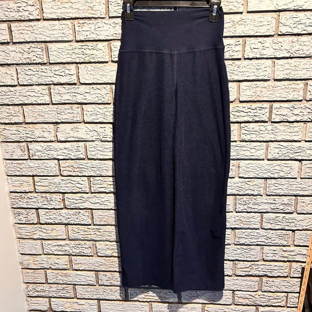 Beyond Yoga Spacedye High Waisted Wide Leg Pants Navy Blue Heather XS
